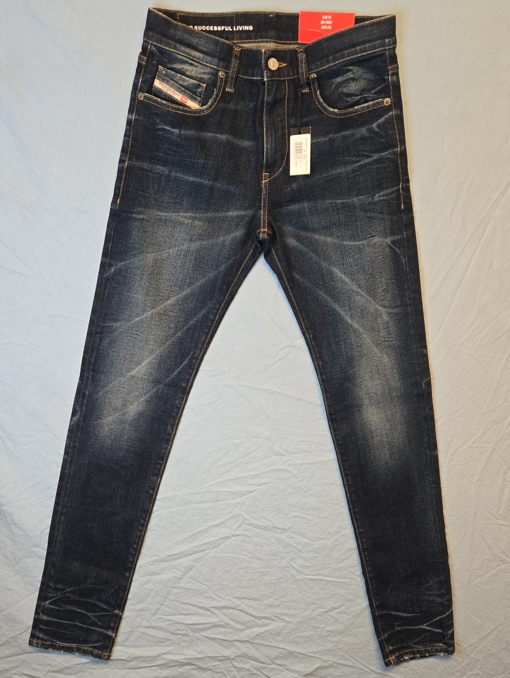 Diesel Italy 2019 D-Strukt Slim Fit Dark Blue Wash Jeans